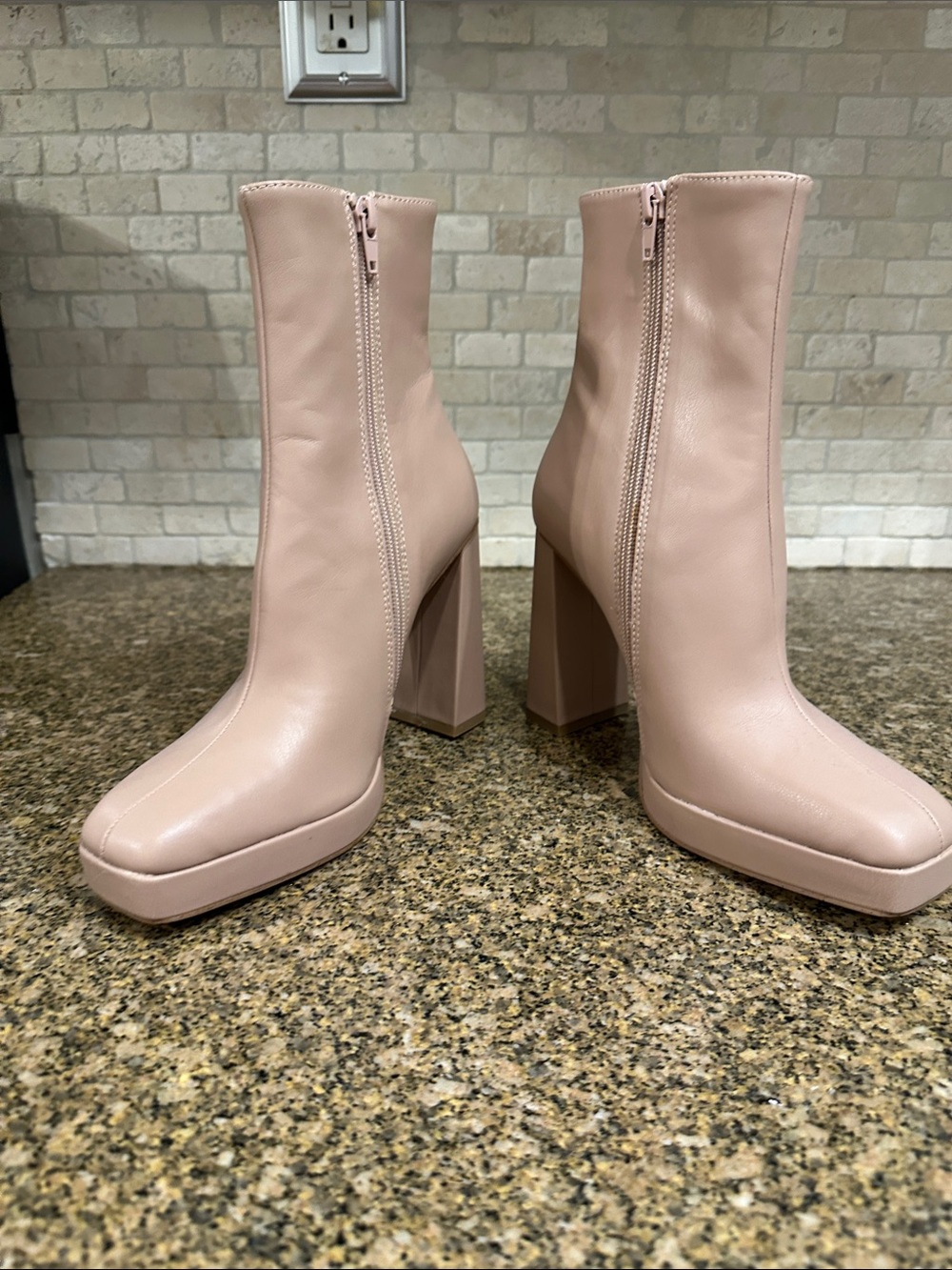 Steve Madden Blush Pink Platform Block Heel Ankle Boots